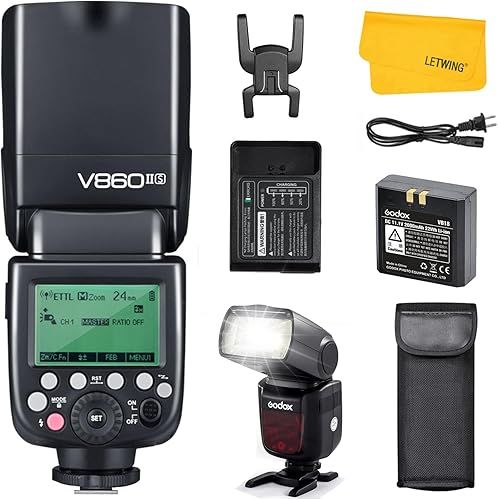 Godox Flash TTL V860II-S para Sony, GN60 2.4G Speedlite para Sony HSS 1/8000s, batería de iones de litio de 2000 mAh, aproximadamente 650 destellos