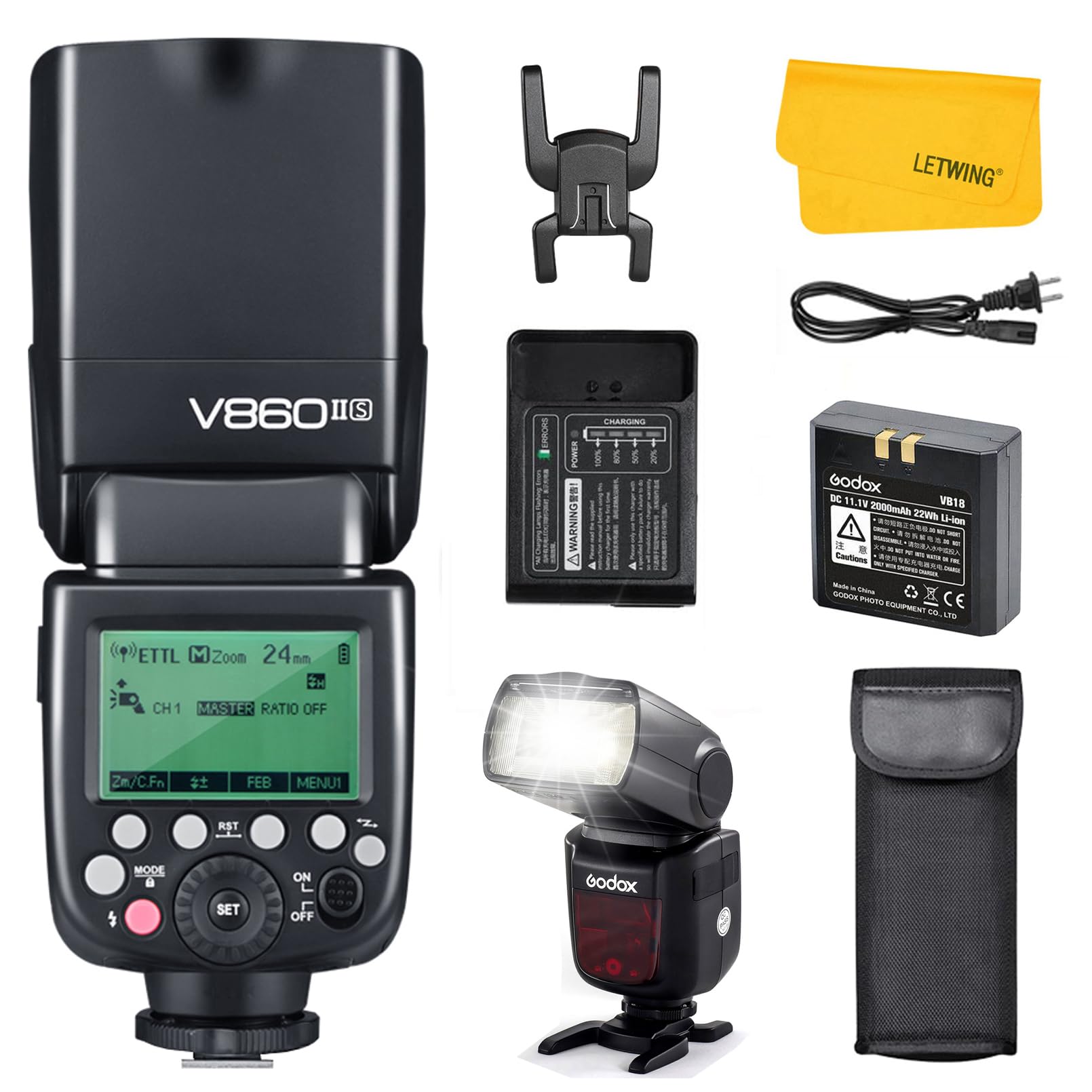 Godox V480S TTL Flash Per Sony – 2.4G HSS 1/8000s, Batteria 7.2V 2200mAh, Ricarica 1.7s, 650 Flash A Piena Potenza, LED Modellazione 10 Livelli