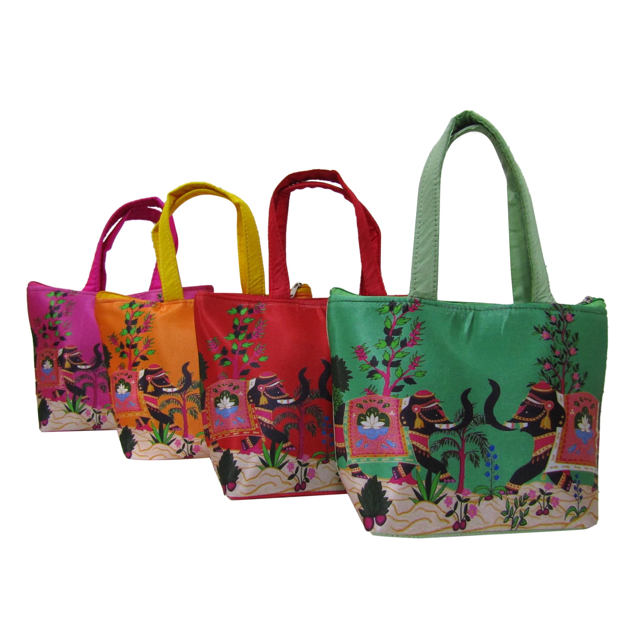 purple pink Royal Elpehant Printed Purses For Wedding Return Gift Women Wholesale Bridal Giveaways potli Bag With Zipper For Ladies Baby Shower Shagun Purse Gifting Haldi Mehandi-picture-1