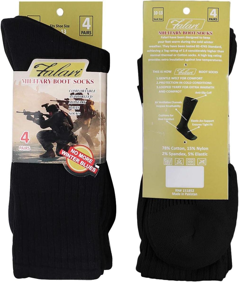 Falari US Army Military Boot Socks Combat Trekking Hiking Policemen Firefighter Security Guard Out Door Activities Socks - Image 5