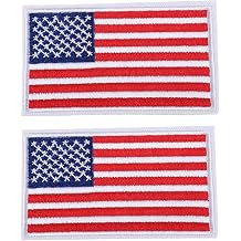 2 PCS USA Flag Patches Embroidered Appliques with White Border Iron On Sew On Stickers United States of America Logo Badge for Hats,Bags,Shoes