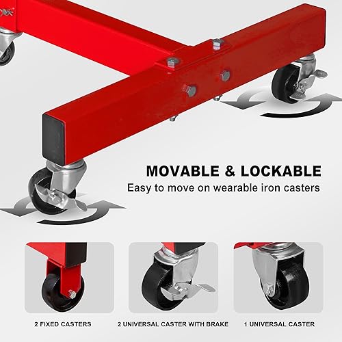 Miniatura 6 de BIG RED Soporte de motor giratorio de acero, capacidad de 34 toneladas (1,500 libras) con marco plegable, 5 ruedas, 4 brazos ajustables, cabezal