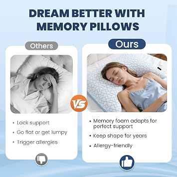 Cooling Side Sleeper Pillows for Neck & Shoulder Pain, Shredded Memory Foam