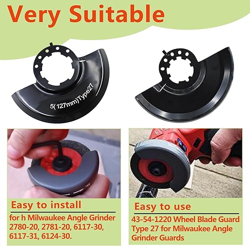 Miniatura 6 de Protector de cuchilla de rueda tipo 27 de 5 pulgadas para amoladora angular 43-54-1220 Milwaukee 2780-20, 2781-20, 6117-30, 6117-31, 6124-30