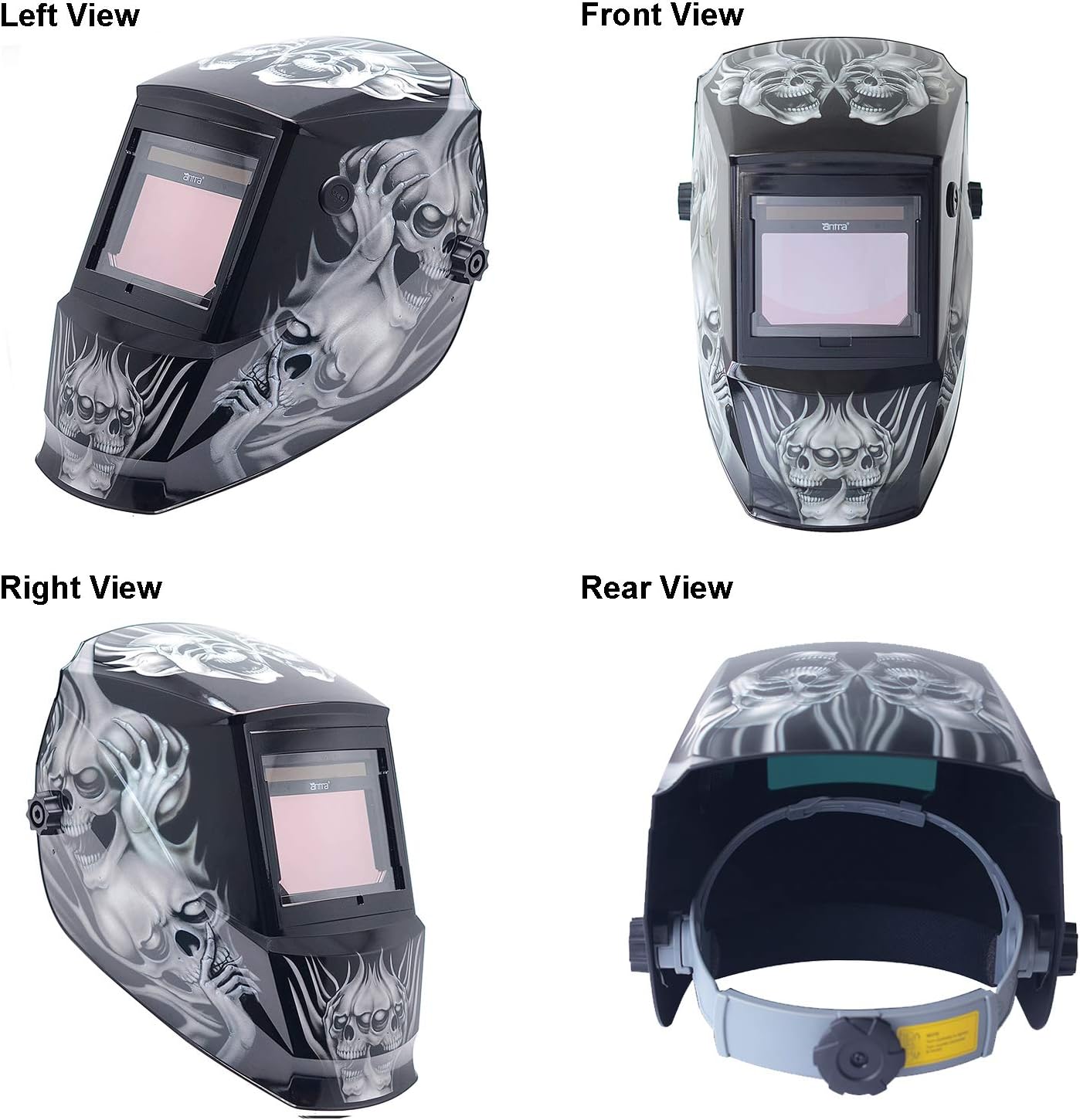 Buy 2 get 3 Antra True Color Wide Shade 4/5-13 Large Viewing 9.65 SQI, DP6-18 Digital Solar Power Auto Darkening Welding Helmet, Low Profile Grind Button, for TIG, MIG/MAG, MMA, Plasma, 6+1 Extra lens covers