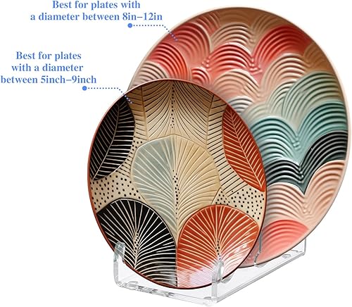 Miniatura 9 de Wenqik Soporte de exhibición de vajilla de 3 niveles, soporte de placa de acrílico para exhibir platos de porcelana transparente, soportes de platos