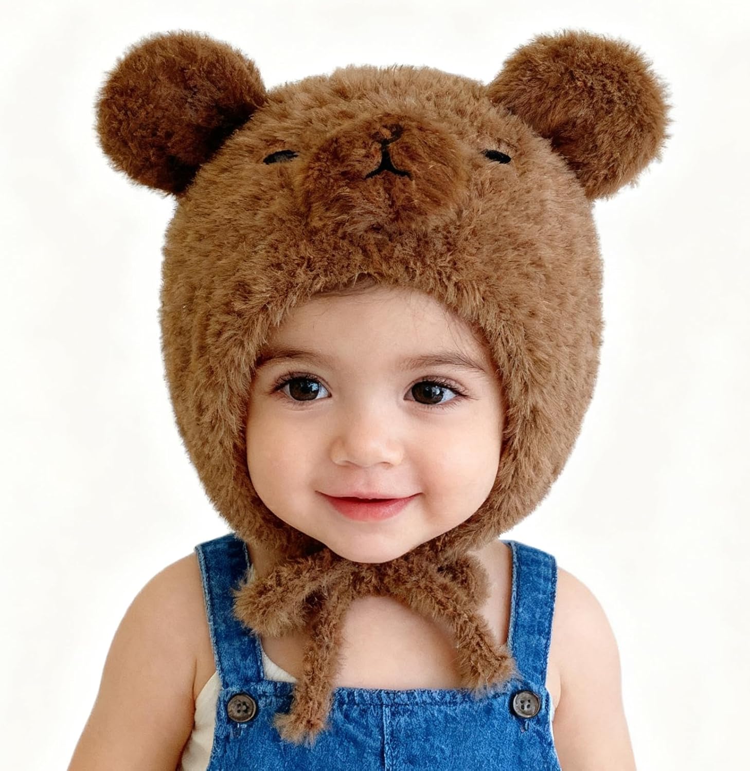Capybara Hat Plush Winter Hat, Soft Fuzzy Material, Kids Winter Accessories for Age 1-6 - Image 3