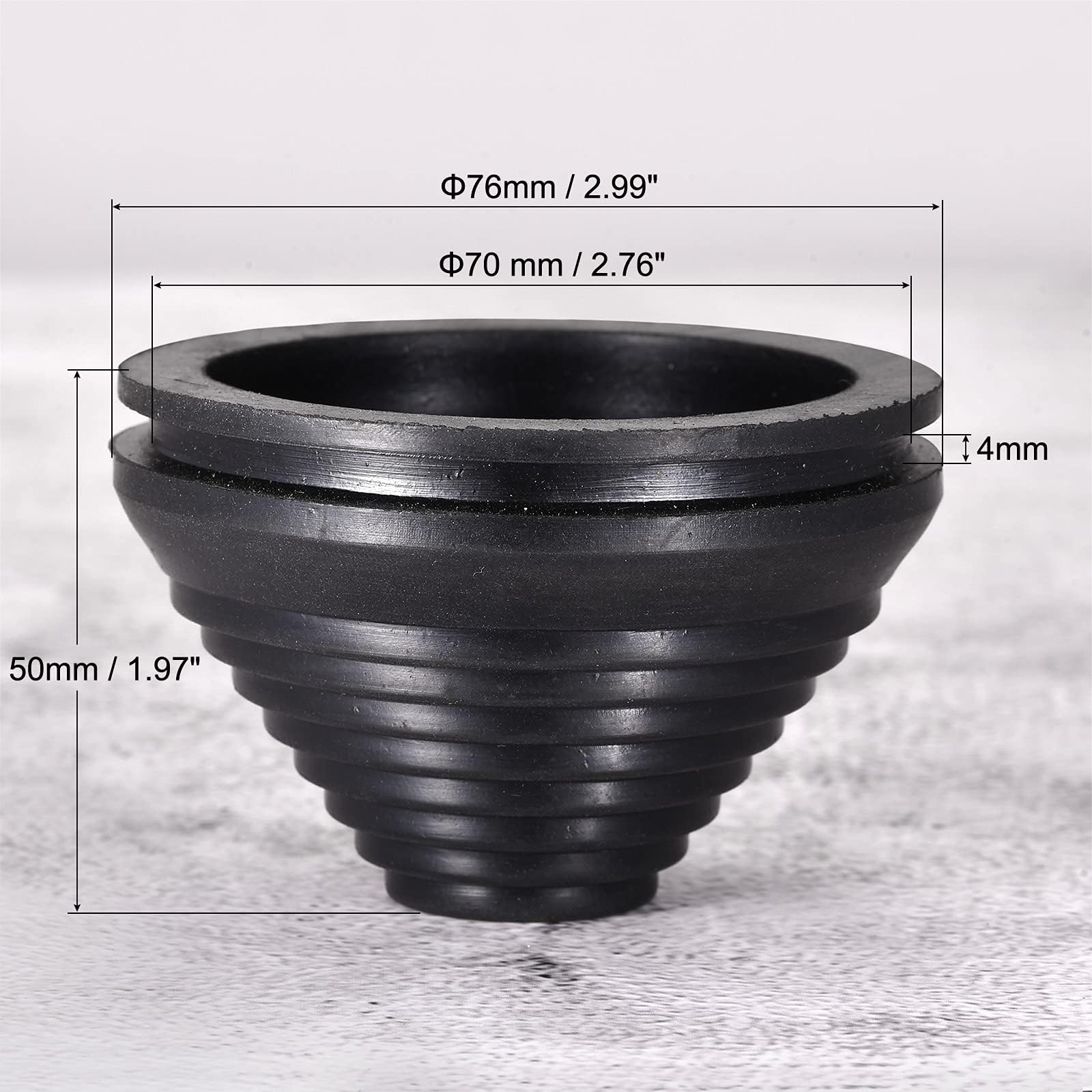 TOP-VIGOR 4Pcs Conical Rubber Grommets 70mm Mount Dia Black Tower Shaped Drill Hole Plug for Wire Protection and Firewall Sealing - Image 2