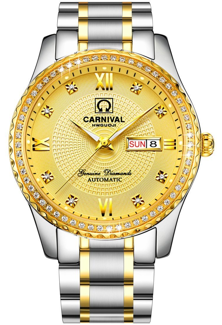 Gosasa Swiss Made Men Luxury Gold Watches,Automatic Analog Display Calendar Week Luminous Gold Stainless Diamond Watches, Black, Business Casual (B07D41B786) Amazon Price History, Amazon Price Tracker