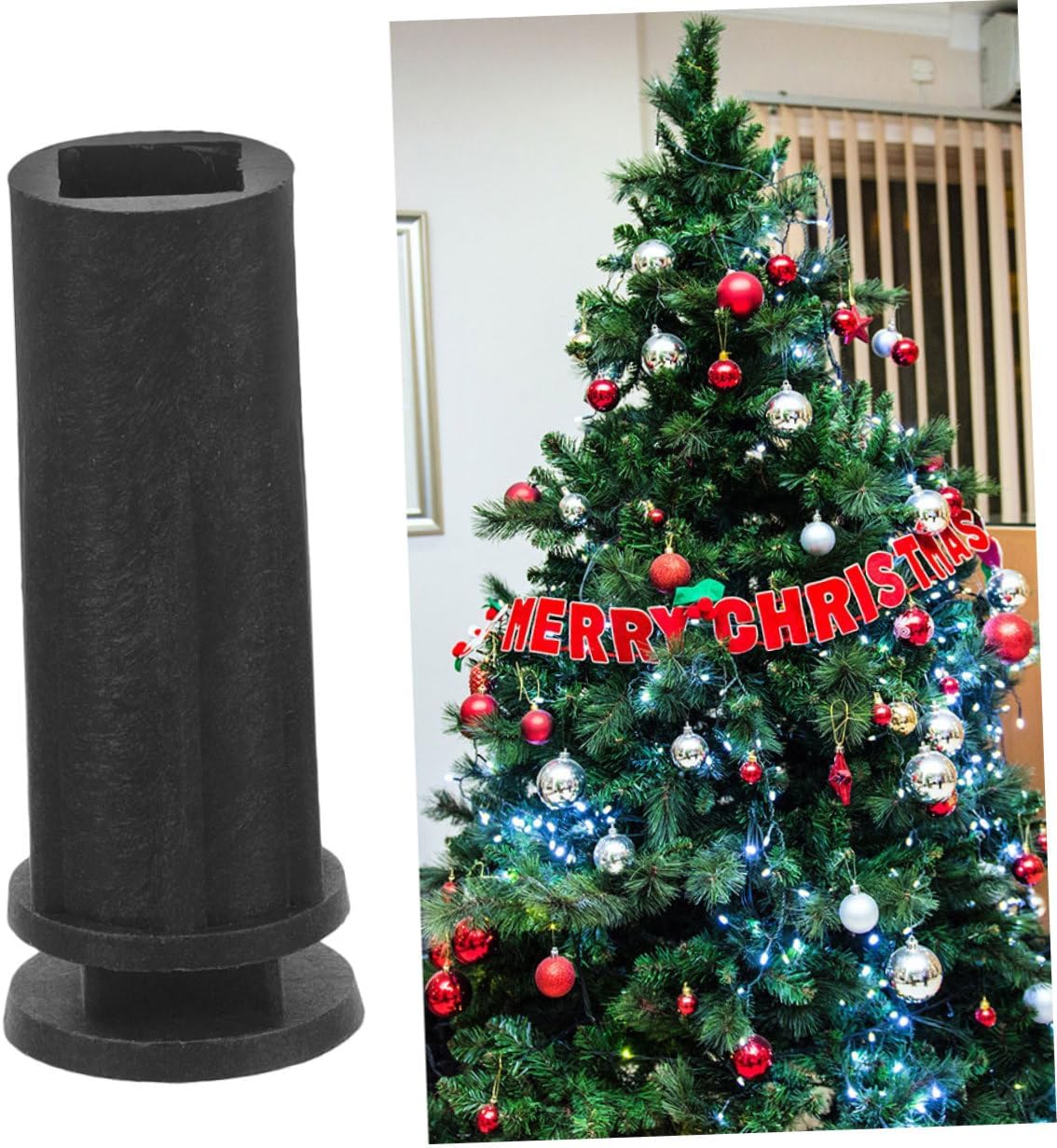 10pcs Xmas Tree Base Replacement Stand Compact Detachable Holder for Artificial Christmas Trees Sturdy Support for Holiday Decorations Black Cylinder Design