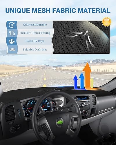 Miniatura 5 de FIILINES - Cubierta para tablero, accesorio para tablero de malla antideslizante, parasol sin reflejos, compatible con Chevrolet SilveradoGMC Sierra