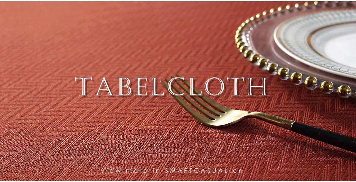 SMART&CASUAL Table Cloth Rectangle Jacquard Waved Waterproof Spillproof Wrinkle Free Washable Fall Tablecloth Decorative Cover Holiday Parties Kitchen Dining (Saddle Brown 60" x 84")