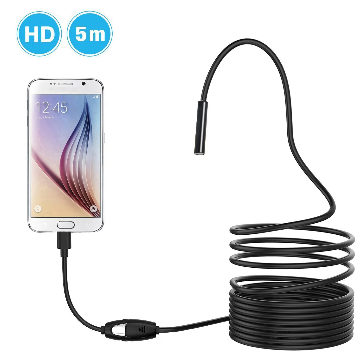 Napoer 5M Cable 7mm Android Smartphone Endoscope Waterproof OTG Micro