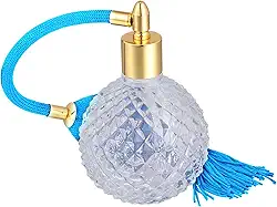 Frasco de perfume vintage de 100 ml, frasco de perfume muito transparente, atomizador de spray, frasco de vidro recarregável (azul)