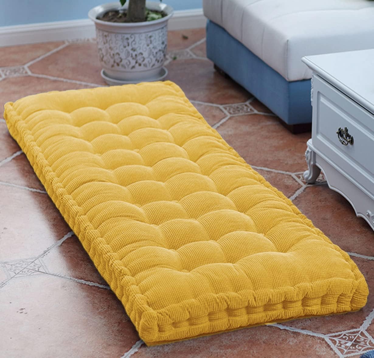 Uyeoco Yellow 8 Thick Bench Cushion Pad 2/3 Seater,Cotton Garden Bench Pad Cushions 80Cm/100Cm/120Cm/150Cm/180Cm X 60Cm/50Cm/40Cm/35Cm/30Cm/25Cm,Seat Cushion Pads For Outdoor Indoor(,60X60cm)