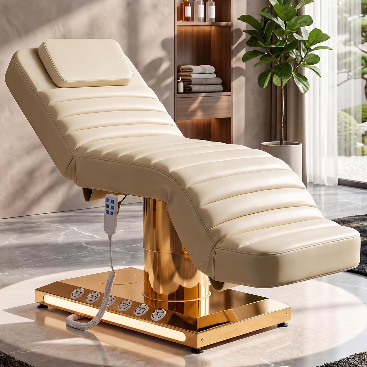 3 Motor Electric Spa Chair, Adjustable Facial Bed for Esthetician Salon