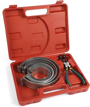 MR CARTOOL Piston Ring Compressor Tool, Automotive Engine Piston Ring Compressor Pliers Set with 14 pcs Piston Rings & with 1 Pliers Repair Tool Kit for Car Truck Auto Engine
