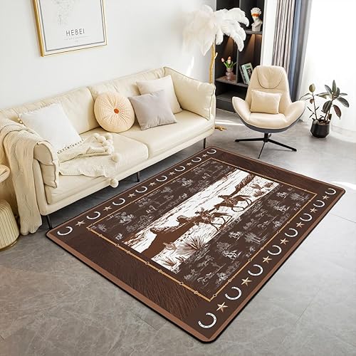 Miniatura 10 de Feelyou Alfombras para sala de estar de caballo, 5 x 7 pulgadas, para niños y niñas, estilo japonés, juego de alfombras decorativas de color naranja