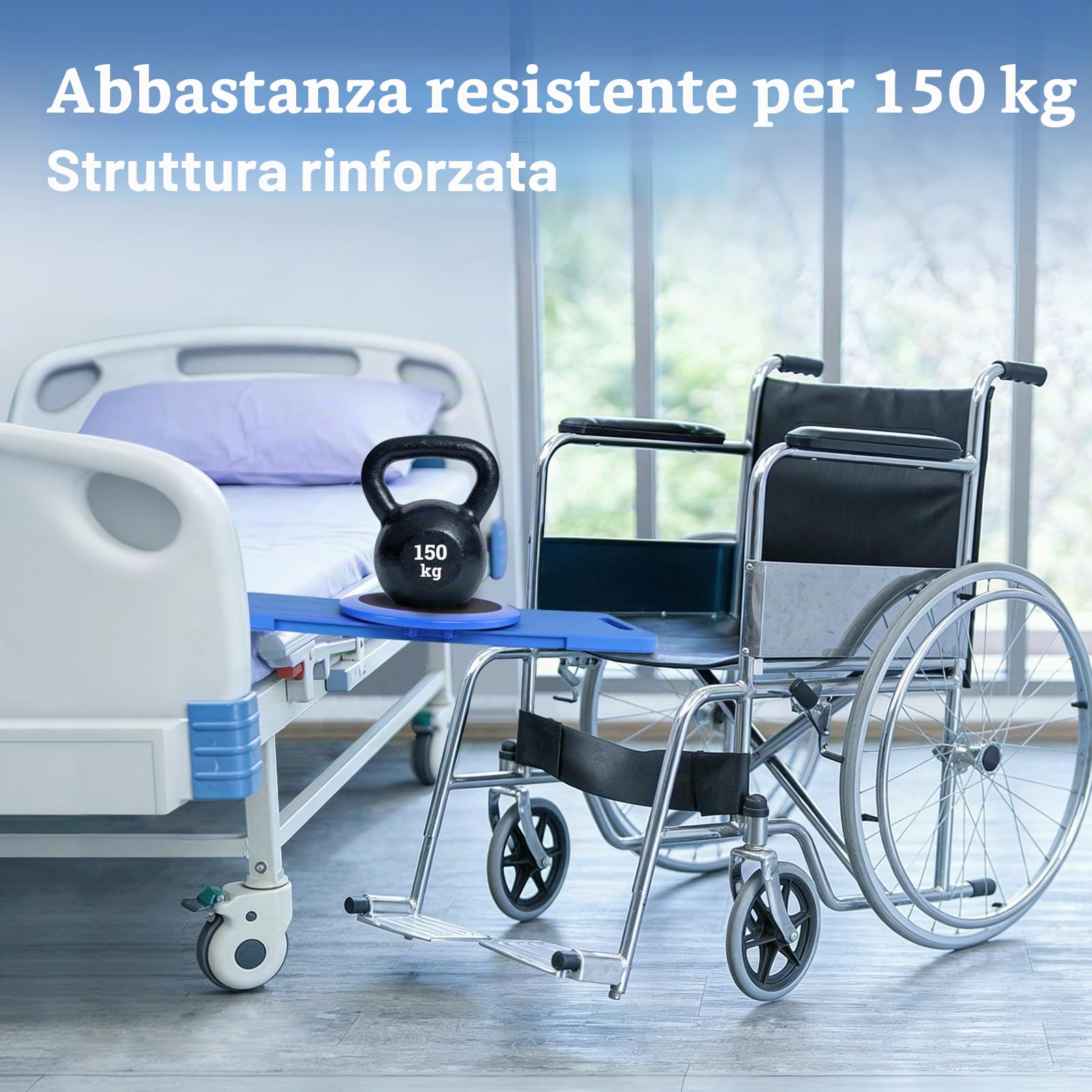 LOSCHEN Tavola di trasferimento da 75 cm con piastra girevole a 360°, tavola di trasferimento per anziani, trasferimento dalla sedia a rotelle al letto, alla toilette, alla vasca da bagno, all'auto