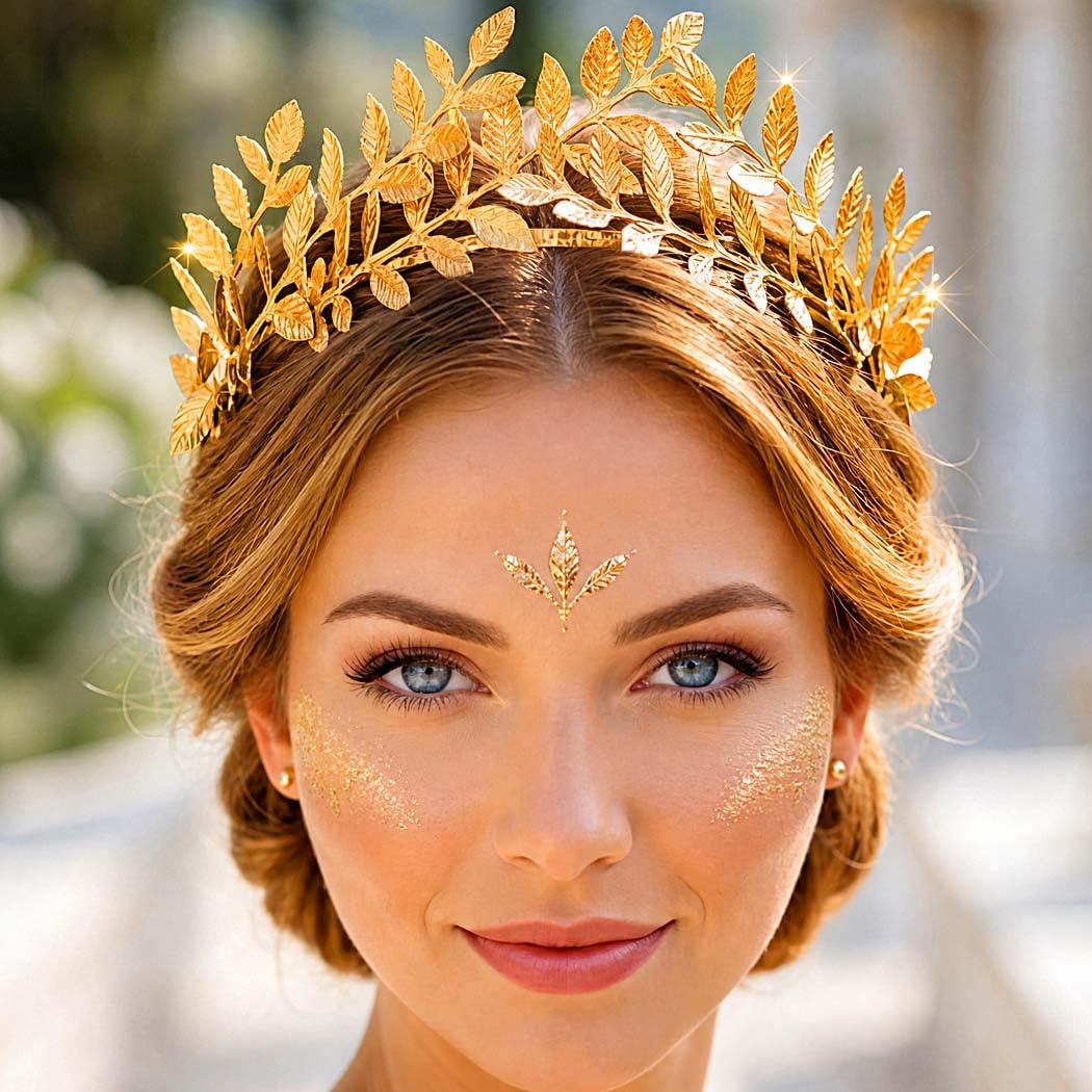 Brishow Gold Leaf Crown Headband for Women Greek Goddess Toga Headpiece