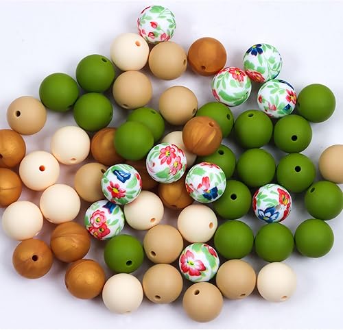 Miniatura 5 de 50 cuentas de silicona de serie mixta, cuentas redondas de silicona de 0.59 pulgadas adecuadas para llaveros hechos a mano, pulseras, collares,