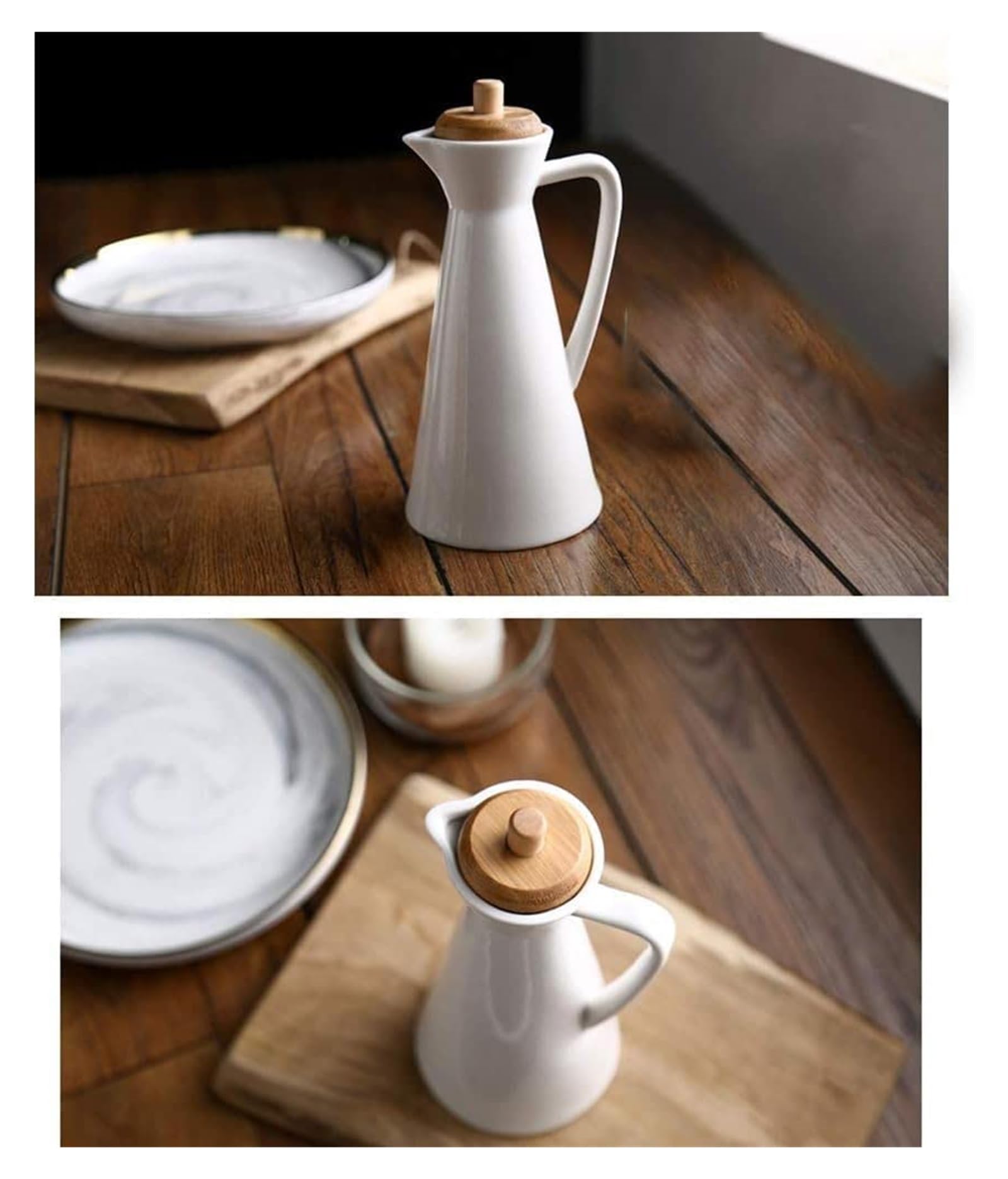 Dispensador de Aceite de cerámica, vinagre y Salsa, Botella Grande de Aceite de Oliva con Tapa hermética.