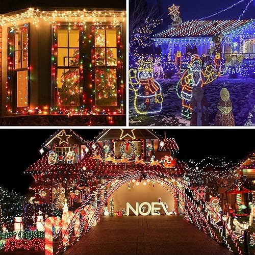 Miniatura 4 de AmyHomie - Cadena de luces de Navidad guirnalda de 300 luces LED que cambian de color 108 pies de largo conexión de extremo a extremo luces festivas