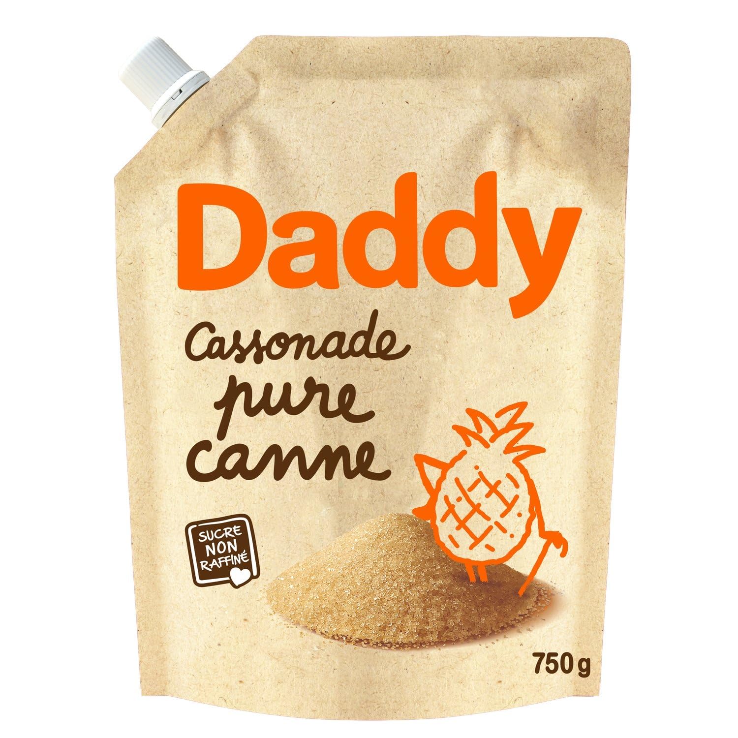 DADDY Cassonade Pure Canne Non Raffinée - Sucre Roux de Canne à Sucre - Format 750g en Bouteille Hermétique - Origine Guadeloupe, Île Maurice ou La Réunion - Lot de 4