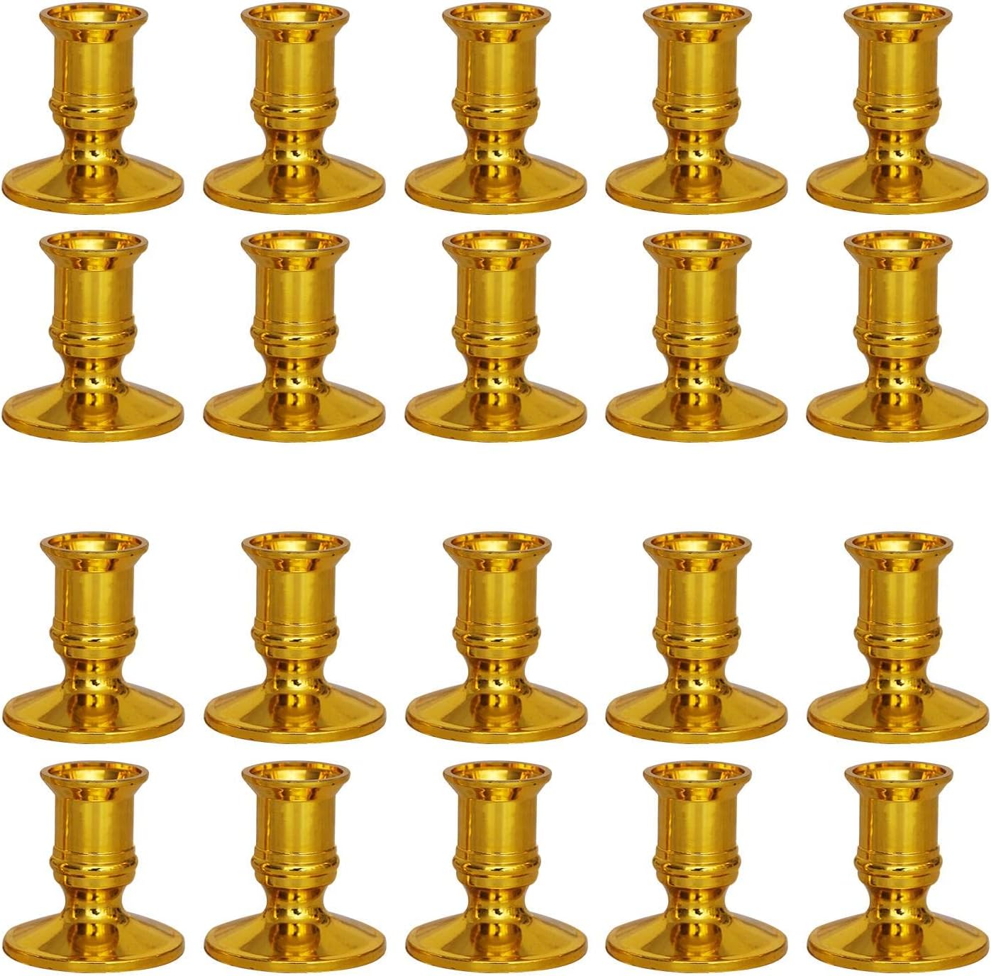 20pcs Taper Candle Holders Gold/Silver Pillar Candlestick Stand for