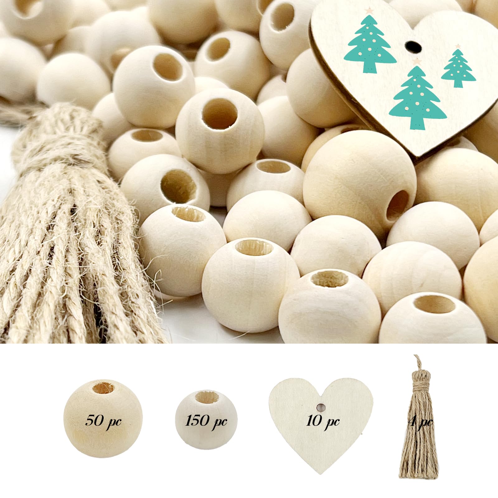 Cuentas de madera para fiestas y eventos SNAIL GARDEN con borlas