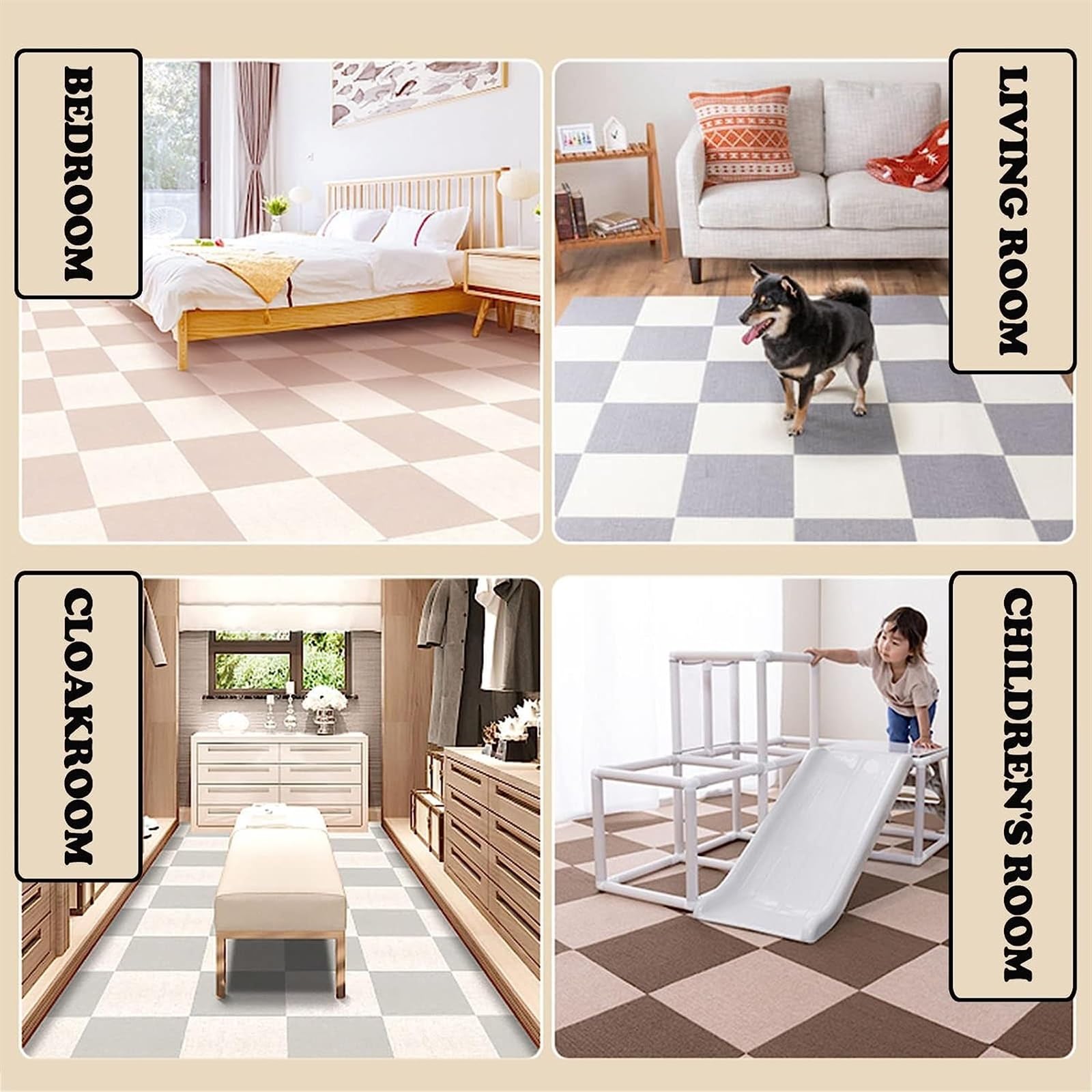 dalles de moquette, Dalles de moquette 12x12 pouces, dalles polyvalentes(Camel+beige)
