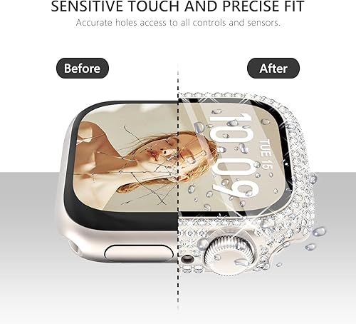 Miniatura 4 de CHANCHY Paquete de 4 fundas compatibles con Apple Watch de 1.654 pulgadas con protector de pantalla, 200 carcasas brillantes con diamantes de