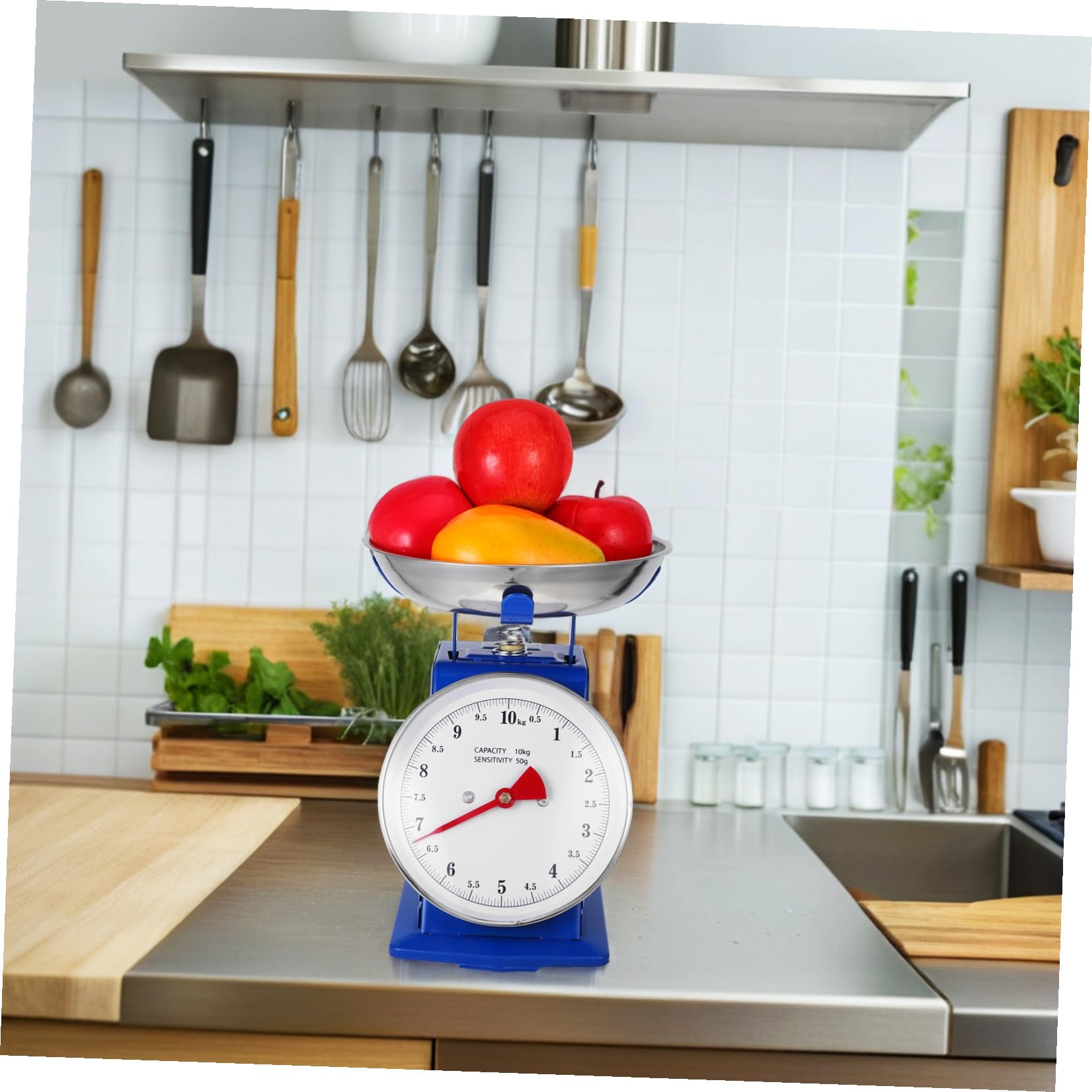 LIFKOME Báscula Mecánica de Cocina y Capacidad de 10 Kg Vintage con Bandeja Desmontable Precisa sin Batería para Preparación de Comidas y Horneado