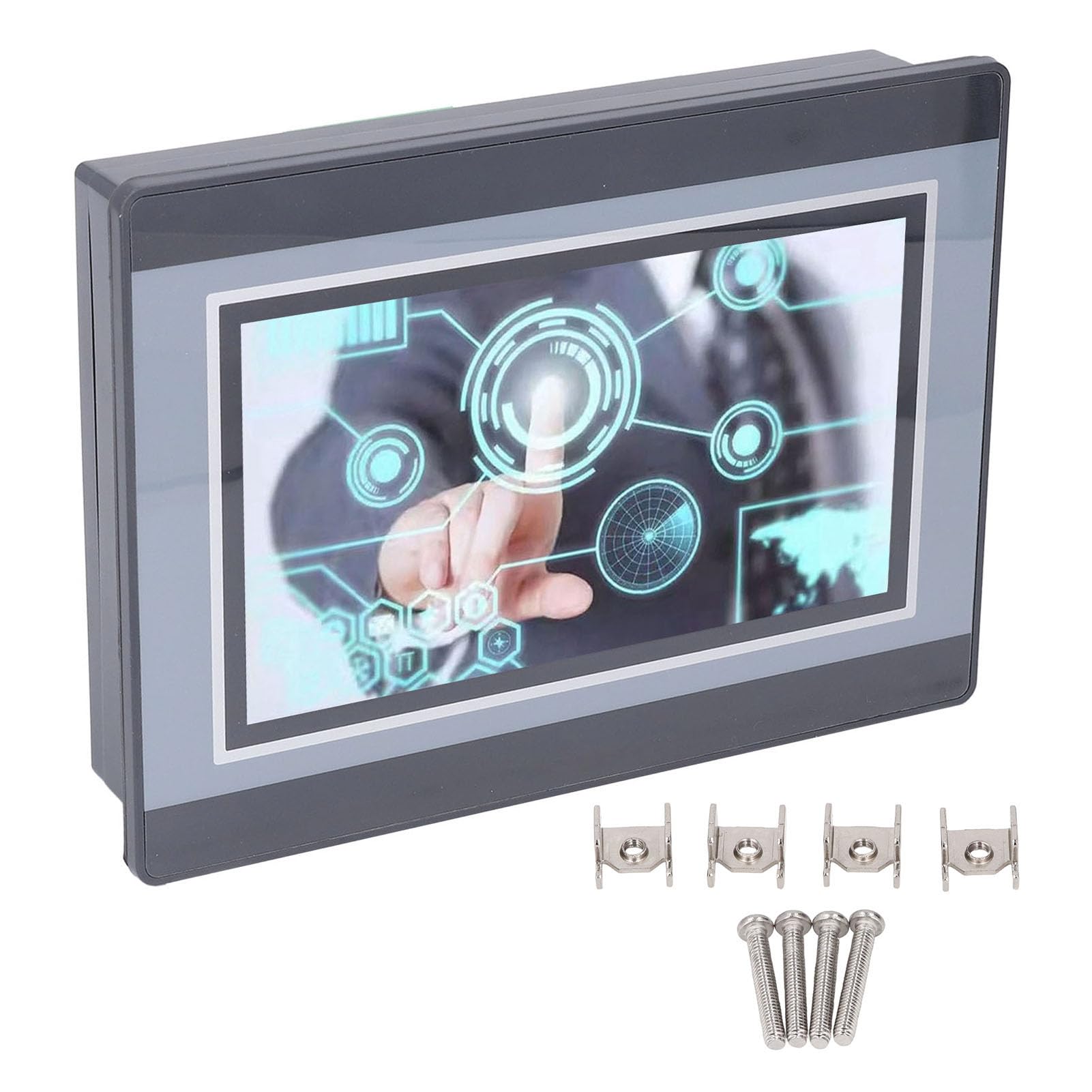 Controllore logico programmabile PLC con display LCD TFT da 7 pollici, monitor touchscreen HMI, scheda di controllo PLC, 800x480px, DC24V, 5A, uscita relè 12in 8out