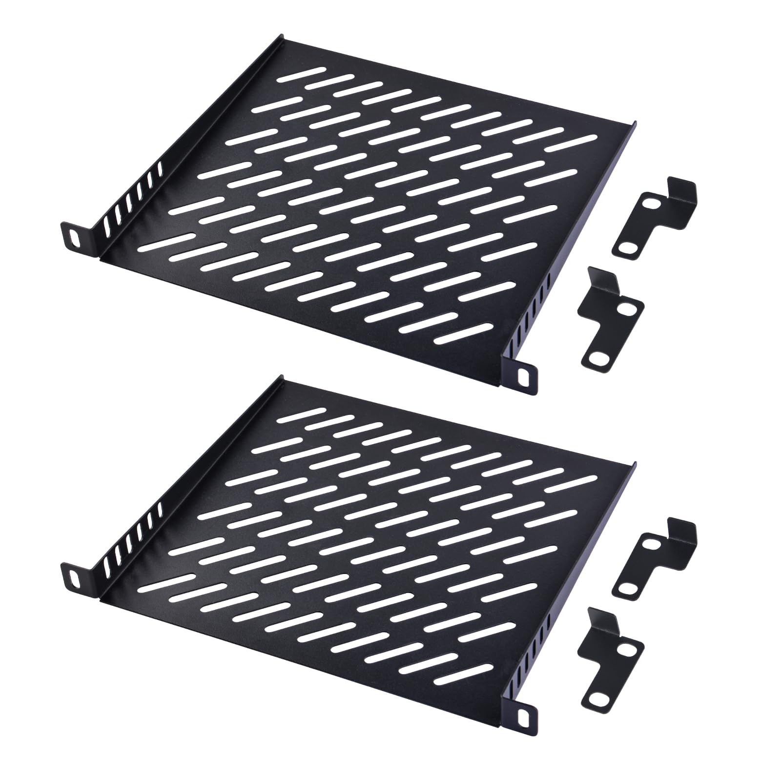 GeeekPi Rack Shelf 10 Pollici 0.5U, 2PCS, Nero, Metallo, Compatibile con Server e Computer Fissi, Montaggio su Rack