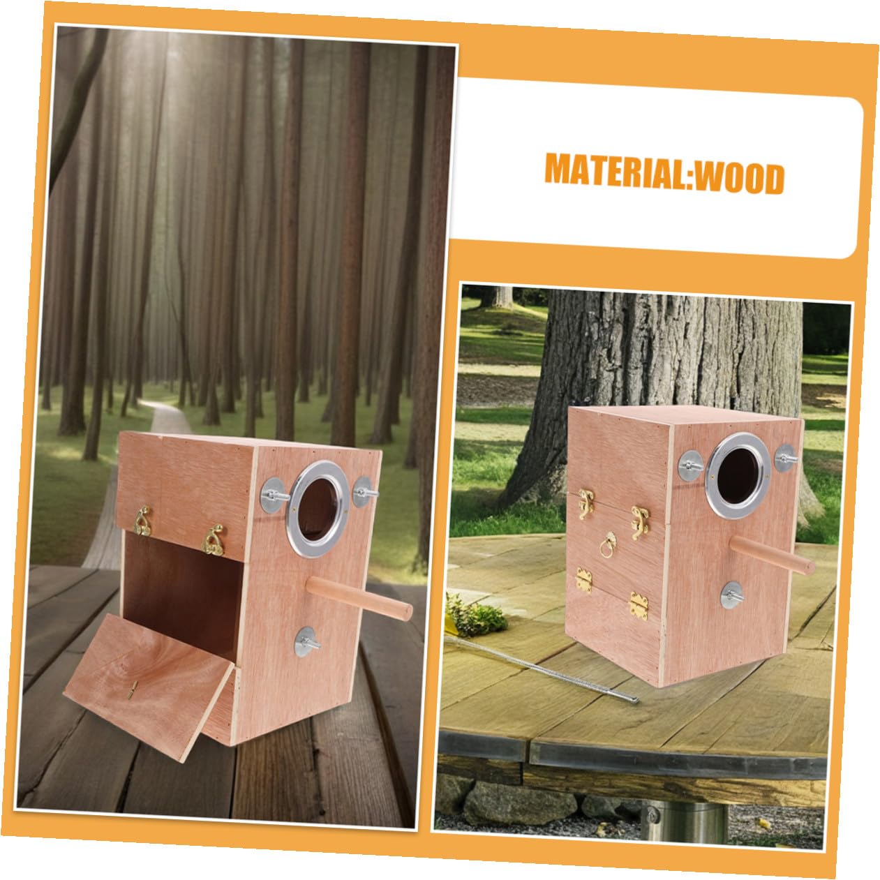 Caja de Cría para Periquitos con Soporte Posadero de Madera Nido Exterior Colgante para Conure Pinzón y Agapornis Refugio Cálido para Reproducción Invierno Fácil Instalación y