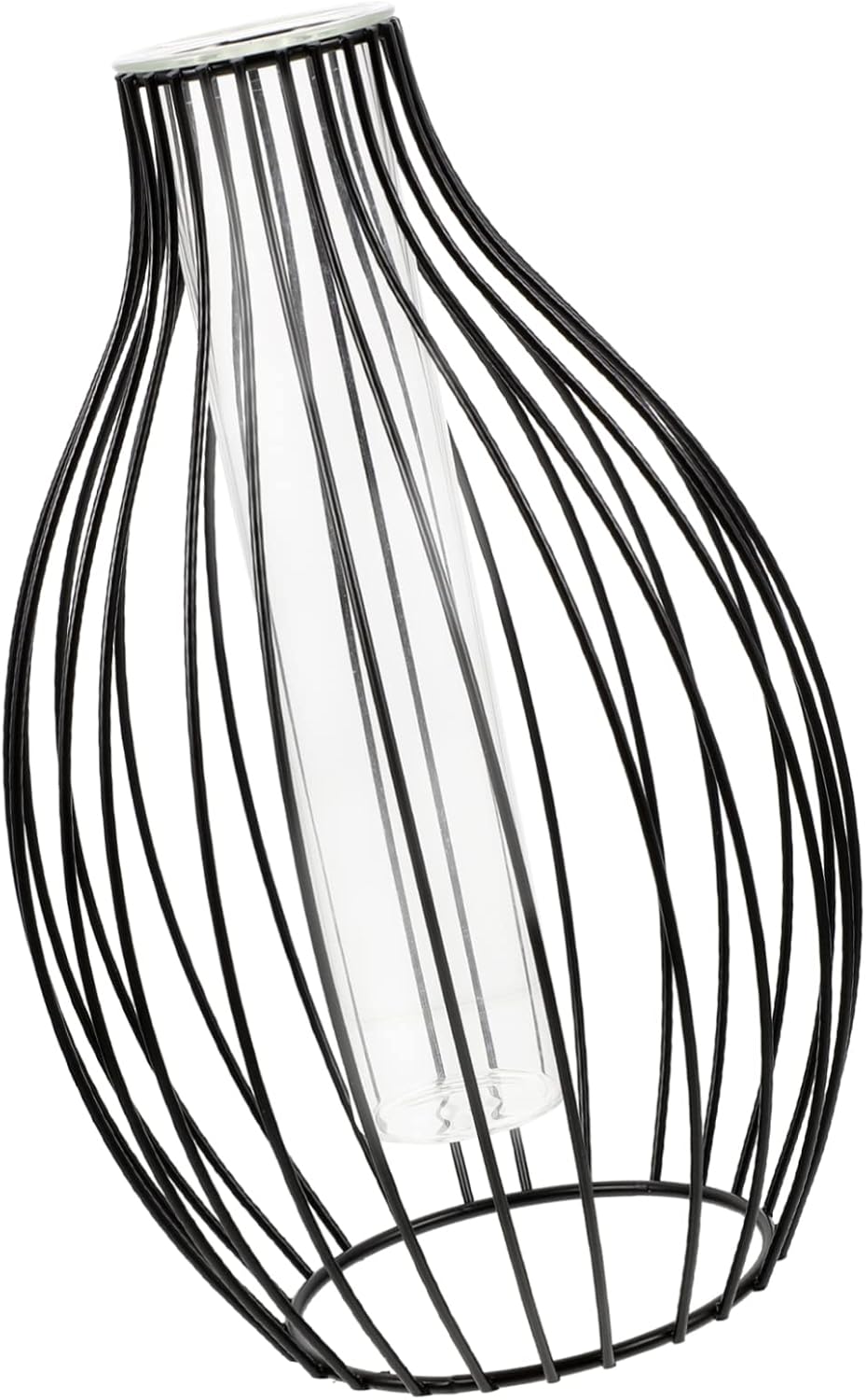 Modern Minimalist Hydroponic Vase Iron Art Hollow Design with Bud Tube Nordic Style Decorative Arrangement Centerpiece Geometric Iron Frame Planter