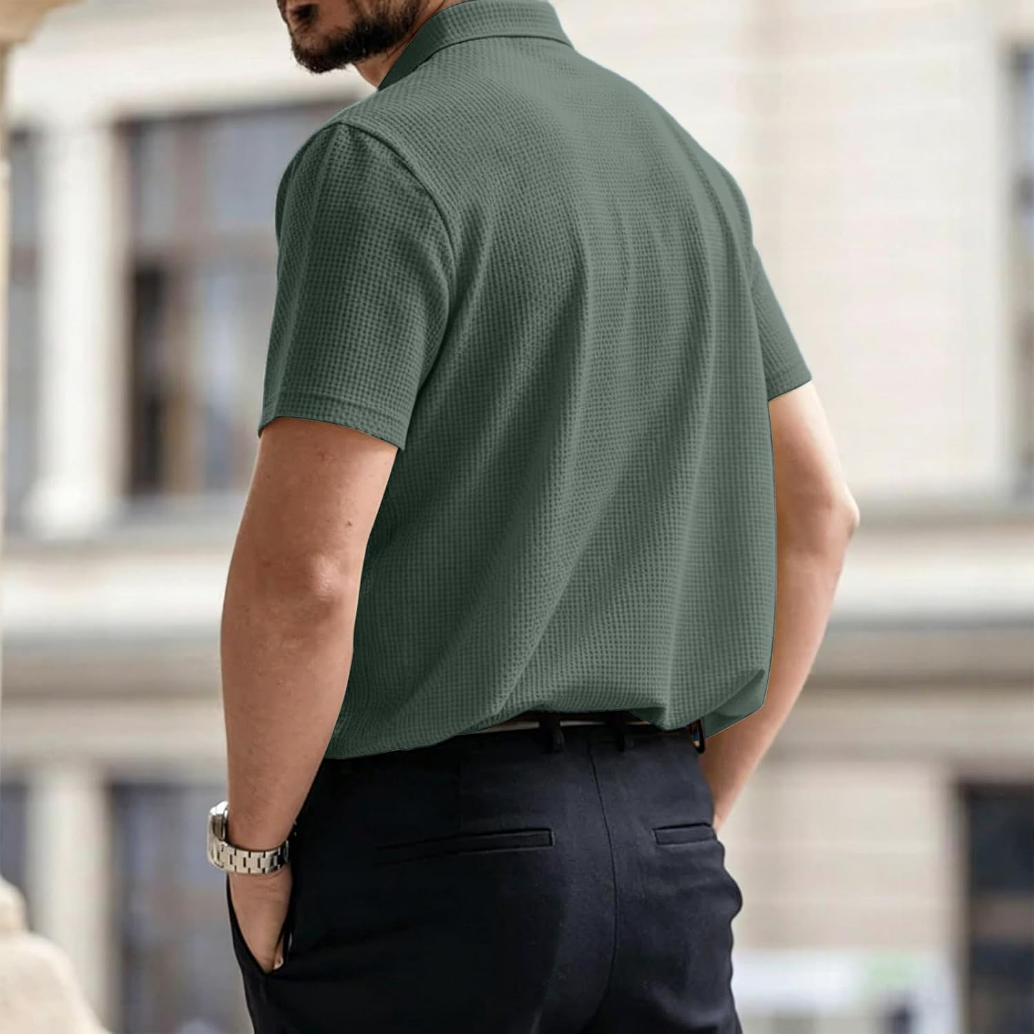 Breeze Polo Shirts for Men Beer Wearbreeze Collared Textured Stretchy Quick Dry Casual Short Sleeve Golf Shirt