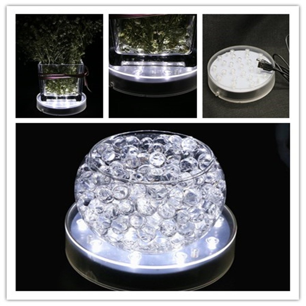 Buy 6 Inch Round Acrylic LED Vase Base Plate Light with 25 Super