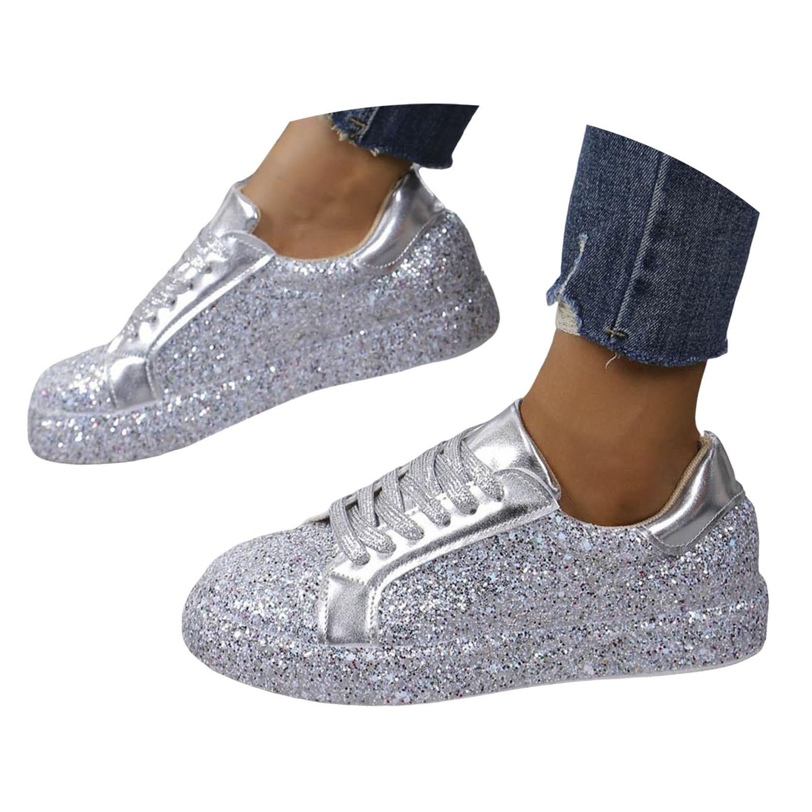 Glitzer Sneaker Damen Silber Pailletten Halbhoch Damenboots Party Factory Schuhe Für Und Herren Designer Turnschuhe Karneval Plateau Funkelnde Bling Shiny Dressy Bedazzled Hochzeits Walking