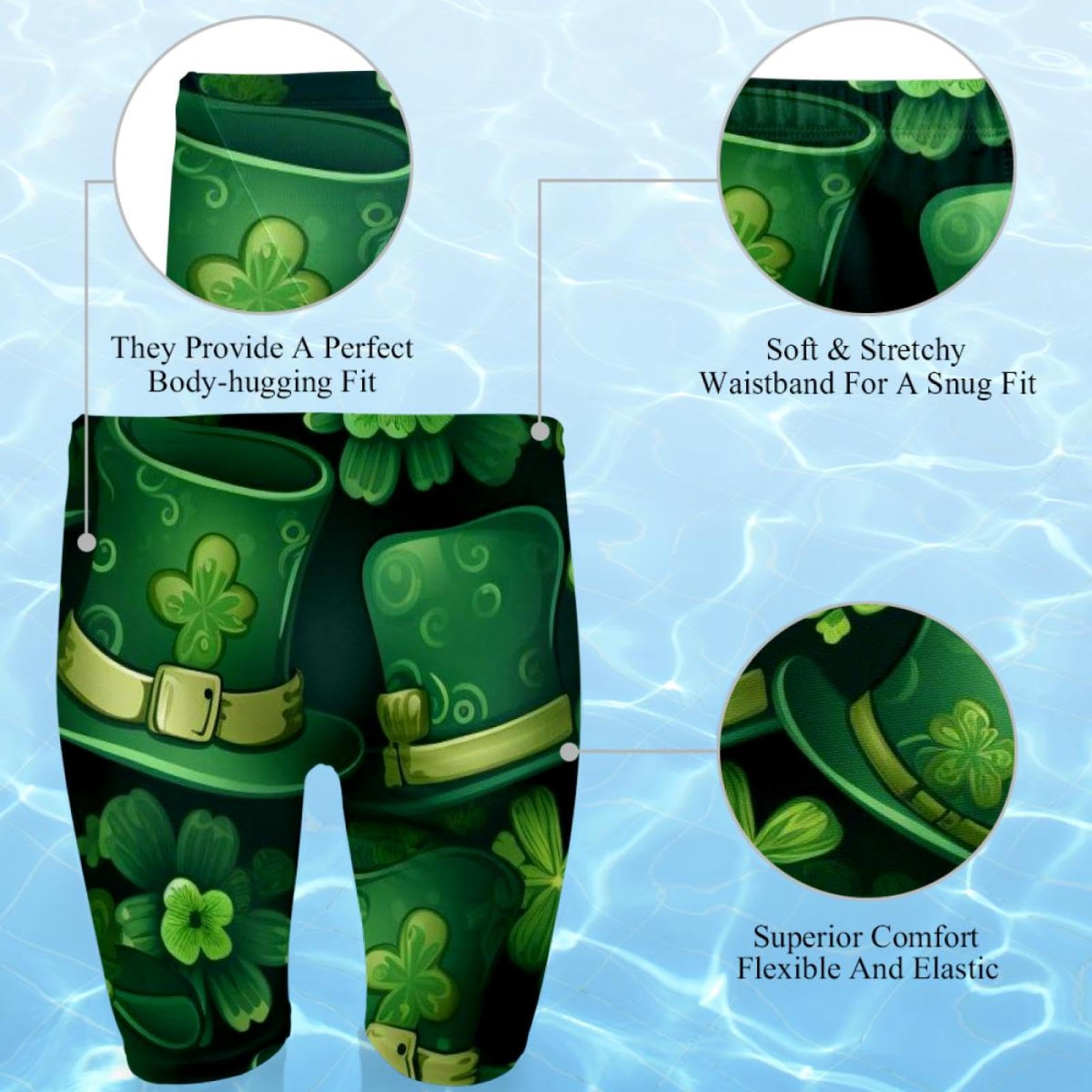 St Patrick's Day Swimsuit for Men & Boys,Competition Lap Swim Suit, Square Leg Endurance Training Multicoloured