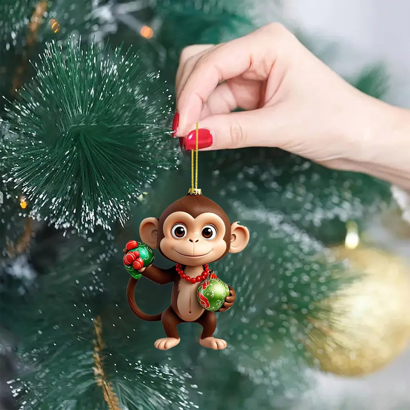 Weihnachtsdeko Anhänger - 2D Doppeldruck Kuh Christbaumanhänger Lustige Weihnachtskuh Und Weihnachtskugeln Hängende Dekor Christbaumschmuck Acryl Cartoon Kühe Weihnachtsbaumschmuck (B, 8cm