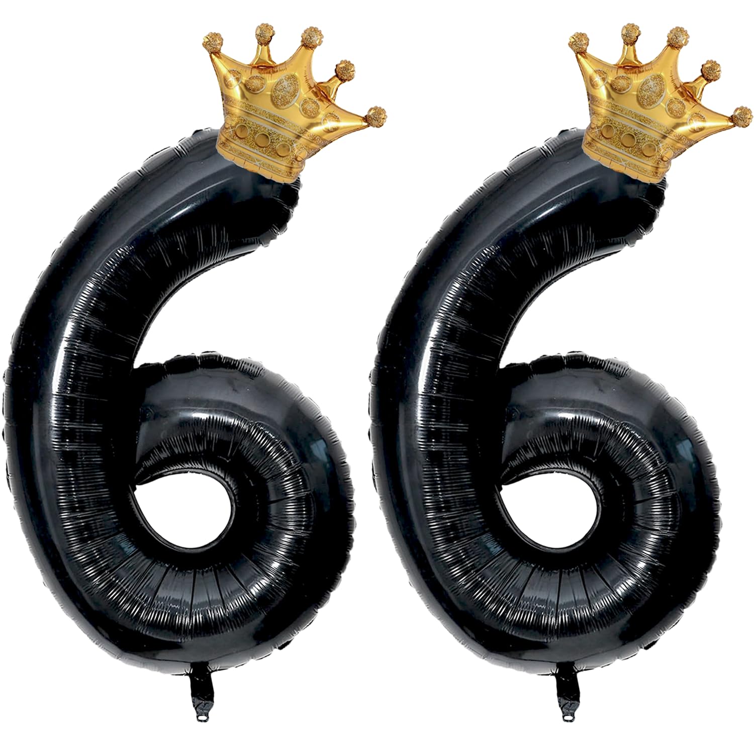 40 inch Large Black 66 Balloon Number with Gold Crown Balloons 66th Birthday Big Foil Mylar Helium Balloon for Women Man 66th Birthday Anniversary Decorations Supplies Favors(Number 66 Balloons）