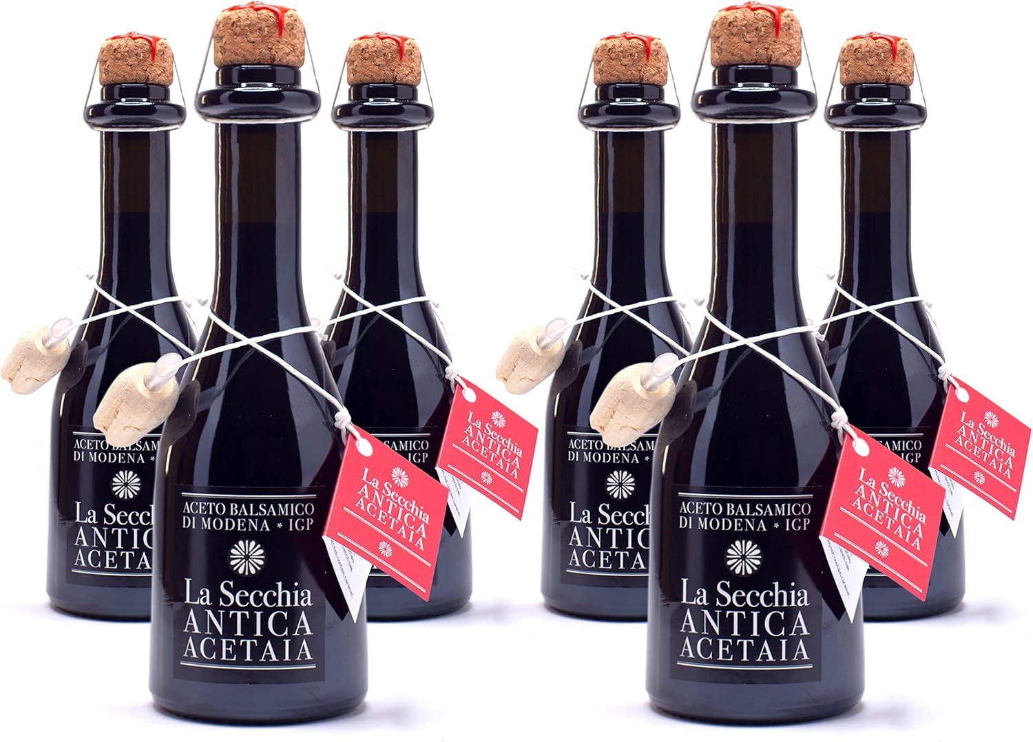 La Secchia - Balsamessig aus Modena IGP. Gereift in Eiche - 250 ml Flasche mit Messkappe aus Kork - 6 Flaschen