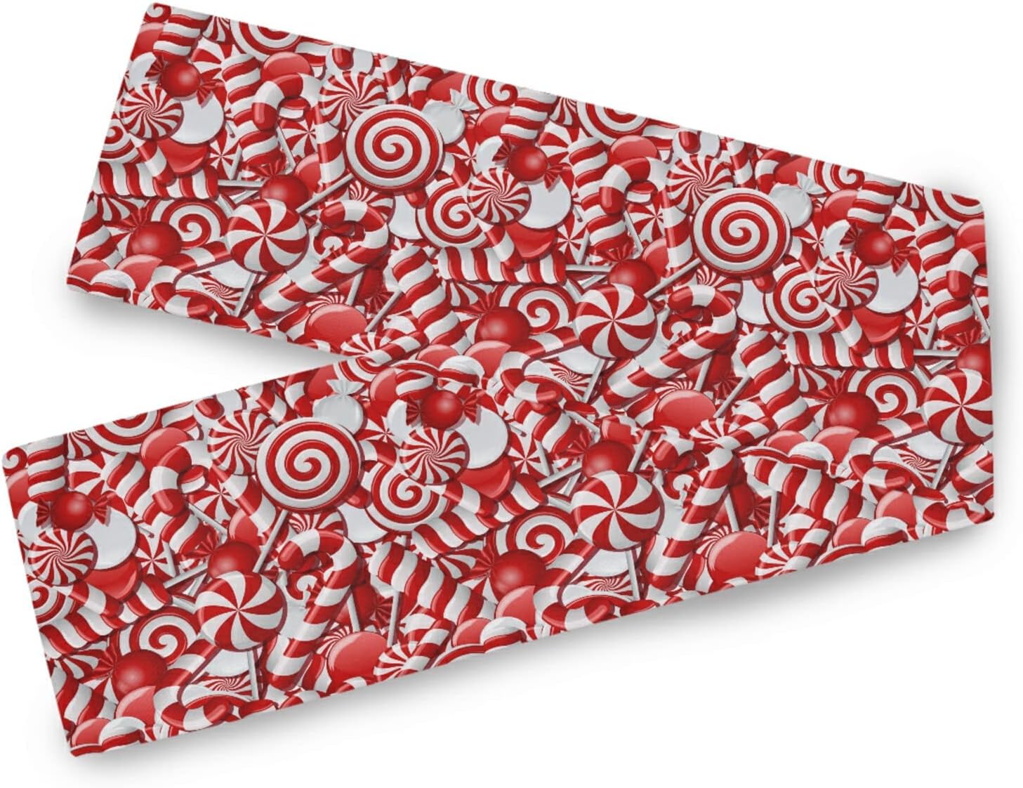 Christmas Candy Canes Table Runner 90 inches Sugar Red Sweets Runner for Dining Table Seasonal Holiday Decor Washable Kitchen