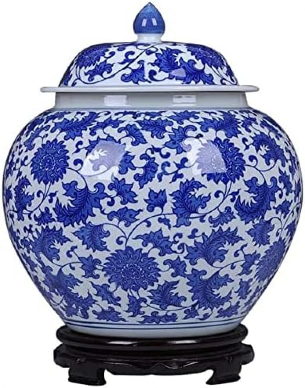 asdchZen Vase Blue And White Porcelain Vases Blue And White Traditional Chinese Vase Ceramic Porcelain Vase Antique Decorative Vases China Ming Style Antique Vase With Base Hand Made T