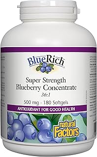 Natural Factors - BlueRich®Super Strength Blueberry Concentrate 500 mg, 180 Softgels