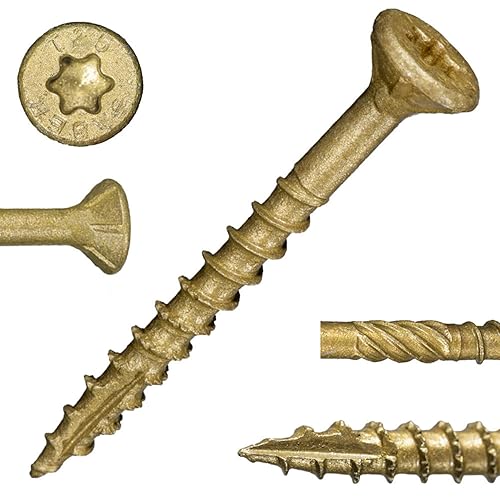 Miniatura 7 de Tornillos de cubierta multiusos SaberDrive Tan XL1500 con revestimiento exterior Star Drive 10 x 4 pulgadas, aprox. 48 piezas