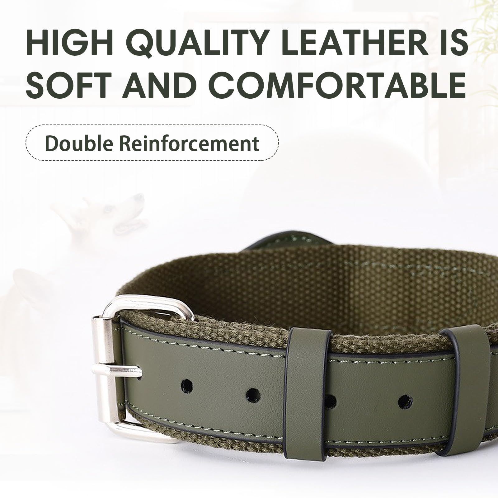 AirTag Verstellbares Hundehalsband aus weichem Leder für AirTag bietet doppelten Schutz und Haltbarkeit für Kleine Mittlere und Große Hunde(Blau,M)