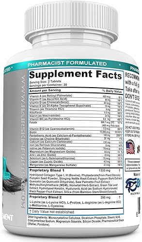 Miniatura 7 de HAIR SKIN FORTE XL Suplemento para el crecimiento del cabello  Vitaminas para el cabello y la piel  10000 mcg de biotina  Colágeno  Cabello más